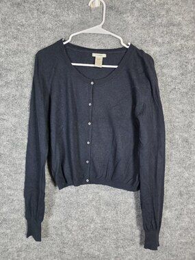Gap Sweater Womens Large Blue 100% Cashmere Button Cardigan Small Hole Lint